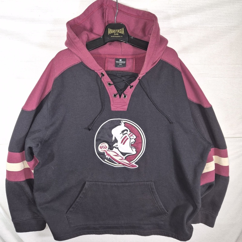 Florida State Seminoles Hoodie Mens XXL Colosseum Lace Up Hooded Sweatshirt FSU